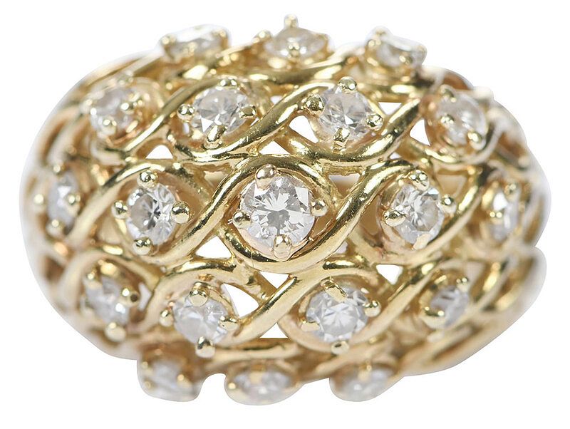 Appraisal: kt Diamond Ring bombe style round brilliant diamonds estimated total