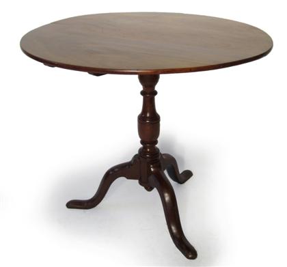 Appraisal: Cherrywood tilt-top tea tableWith a plain circular top urn form