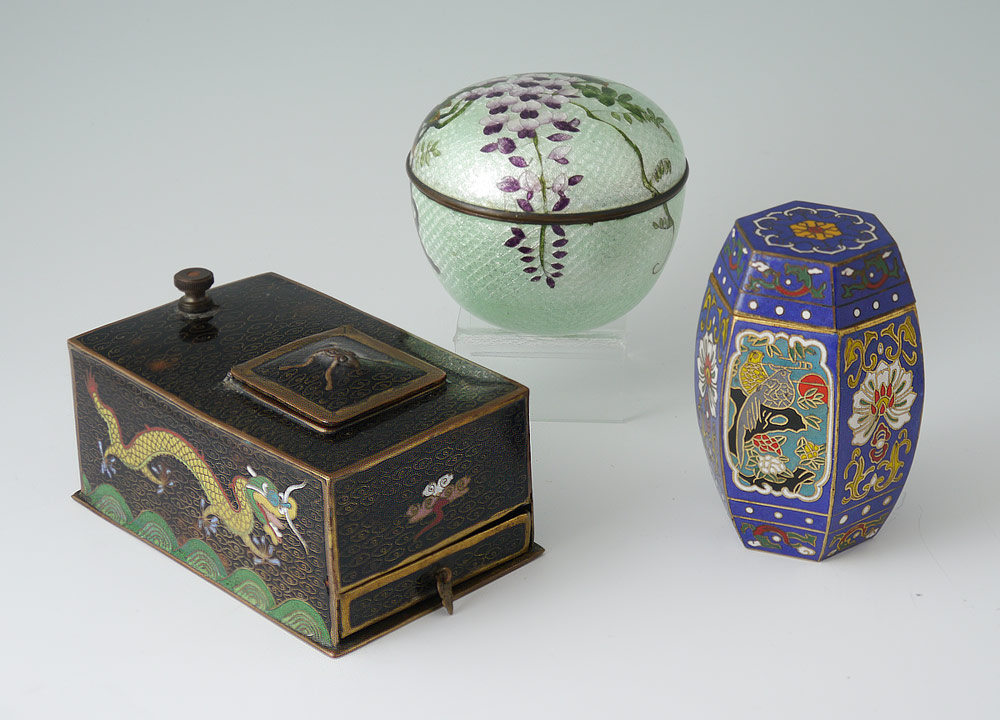 Appraisal: PIECE COLLECTION OF CLOISONNE pieces total to include Desk box