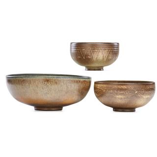 Appraisal: SCHEIER Three early bowls EDWIN SCHEIER - MARY SCHEIER -