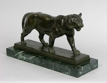 Appraisal: After Antoine-Louis Barye French - Lioness Bronze with green patina