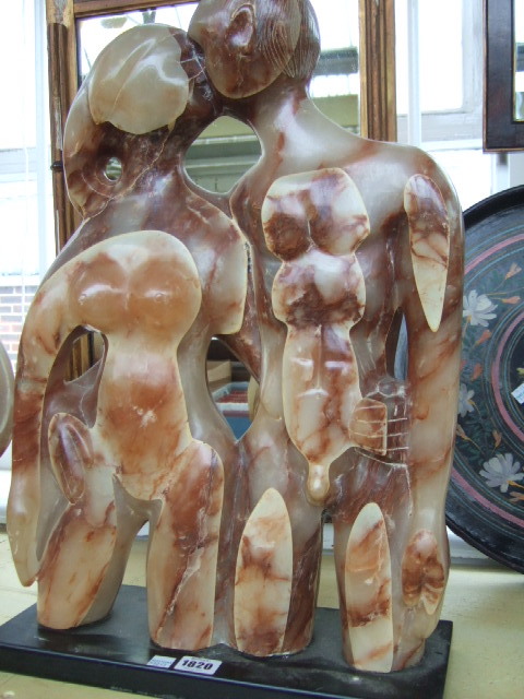 Appraisal: Catharni Stern Two figures kissing alabaster cm