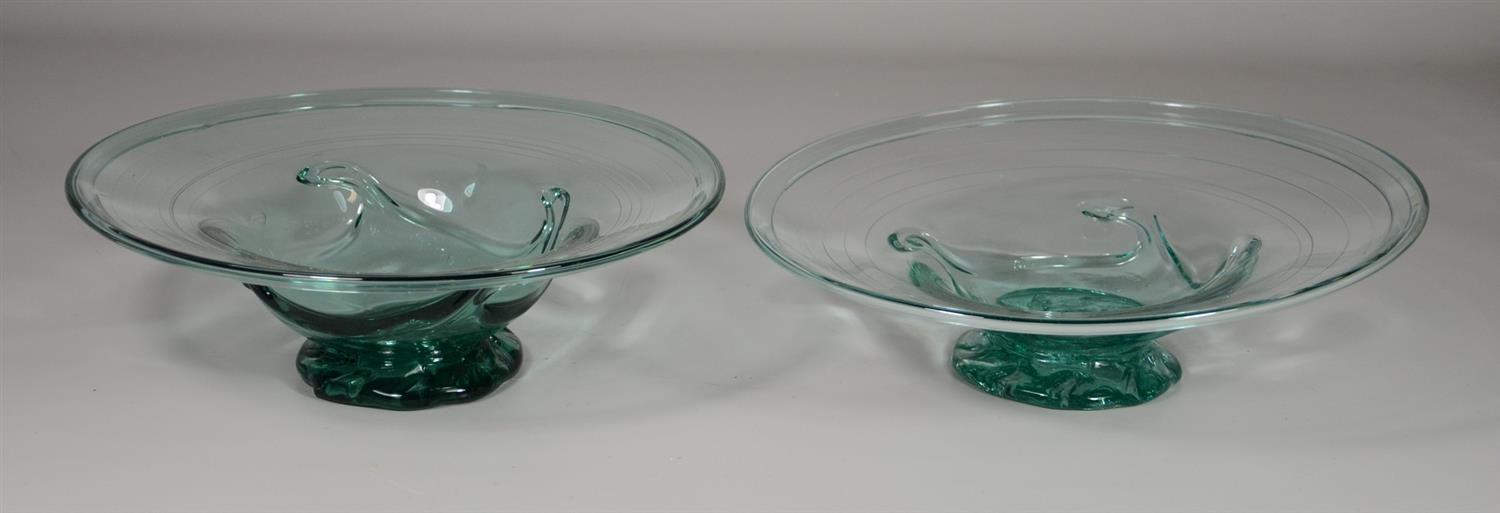 Appraisal: Clevenger Glass Footed Bowls Clayton NJ late s free blown