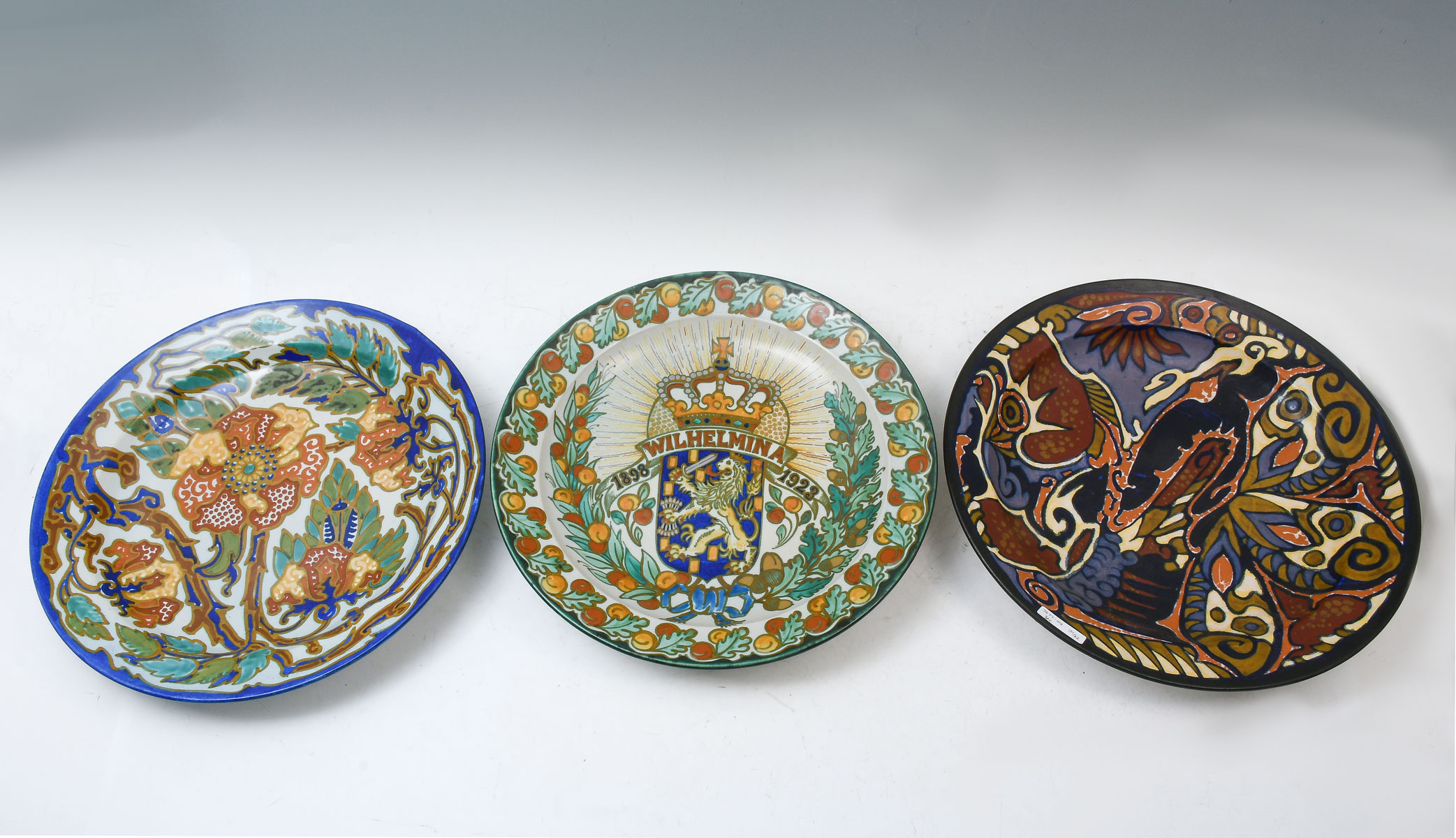 Appraisal: LARGE DUTCH GOUDA POTTERY CHARGERS Comprising - Zuid-Holland Gouda Prinsenhof