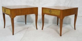 Appraisal: Pr BAKER Modernist Drawer Side Tables Tapered French legs slightly