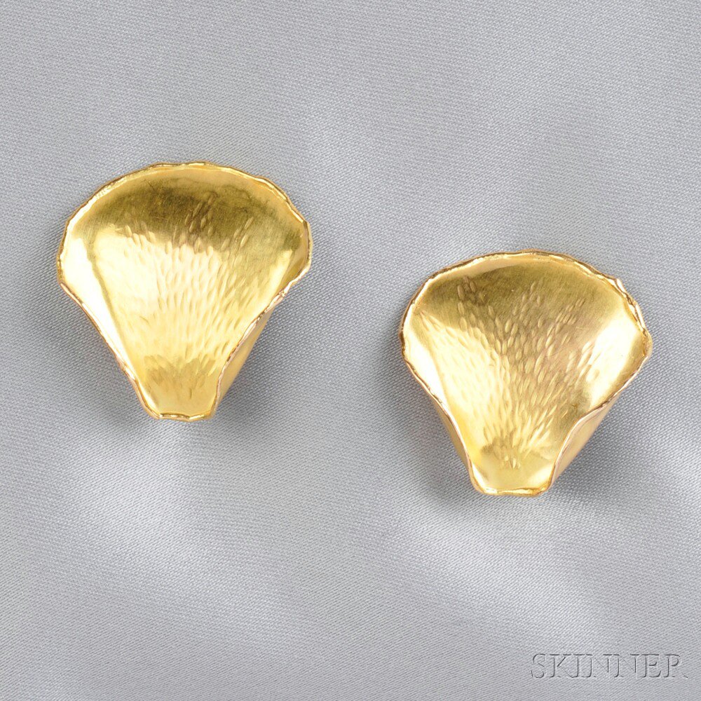 Appraisal: kt Gold Rose Petal Earclips Tiffany Co lg in signed