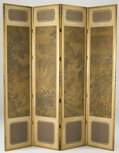 Appraisal: CHINESE SCREEN Four sections with antique Chinese scrolls Chien Lung