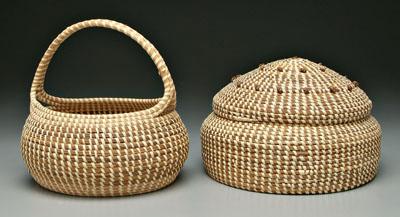 Appraisal: Two sweet grass coil built baskets made by Elizabeth F