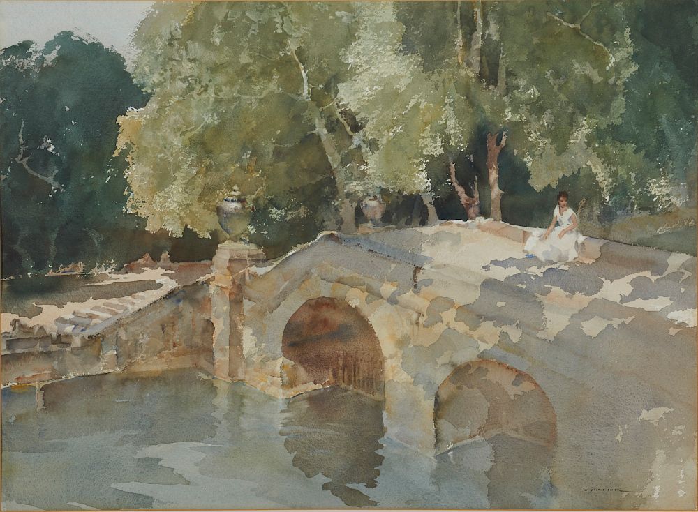 Appraisal: SIR WILLIAM RUSSELL FLINT Scottish - Chateauneuf-sur-Loire watercolor sheet x