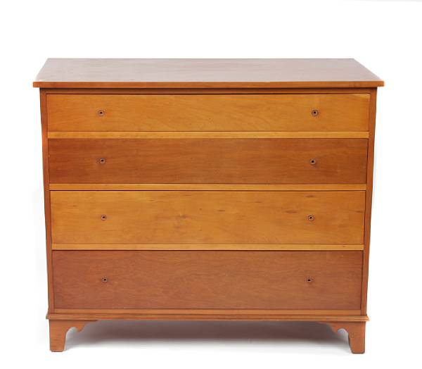 Appraisal: An American fruitwood chest of drawers restorations and repairs height