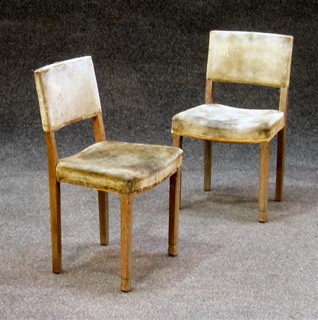 Appraisal: A pair of oak Elizabeth II coronation side chairs the