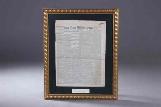 Appraisal: LINCOLN MEMENTO NEW YORK DAILY TRIBUNE APRIL Stamped upper right