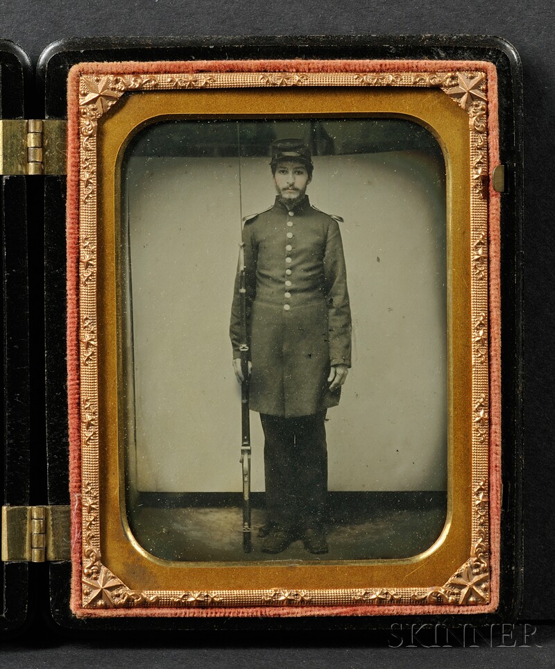 Appraisal: Quarter Plate Ambrotype of a Standing Soldier in a dark