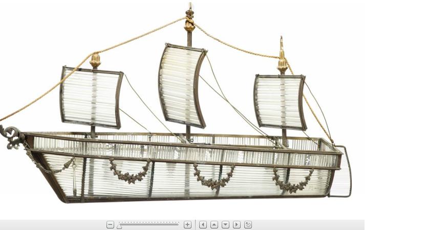 Appraisal: French gilt metal and glass luster 'sail ship' light fittingearly