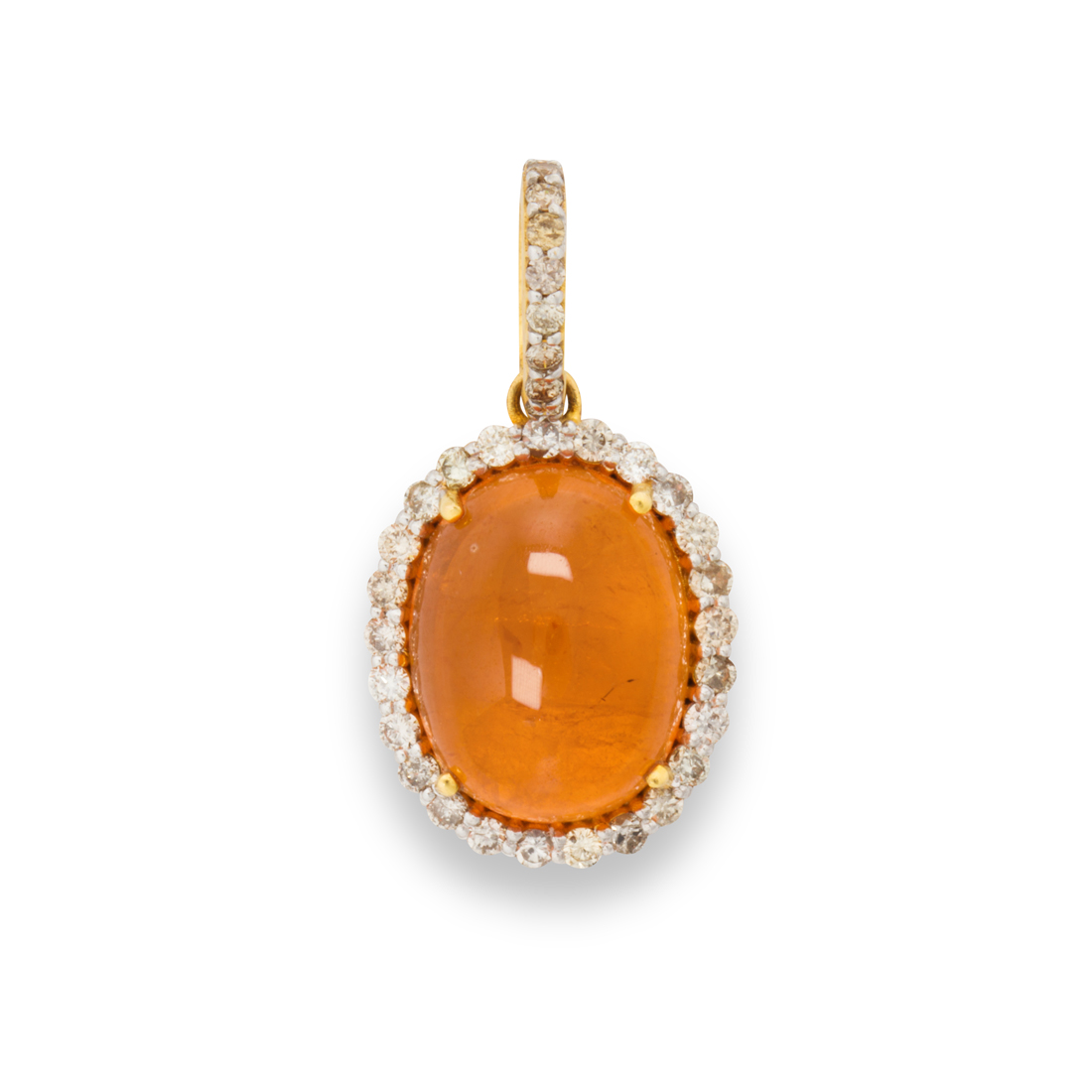 Appraisal: AN ORANGE GARNET DIAMOND AND EIGHTEEN KARAT GOLD PENDANT An