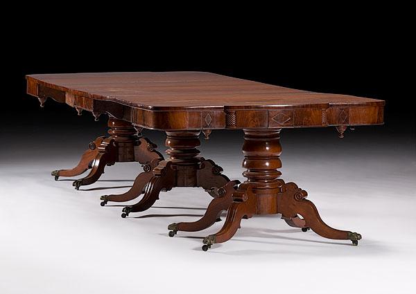 Appraisal: CLASSICAL CARVED THREE-PART DINING TABLE Philadelphia or Lancaster Pennsylvania ca