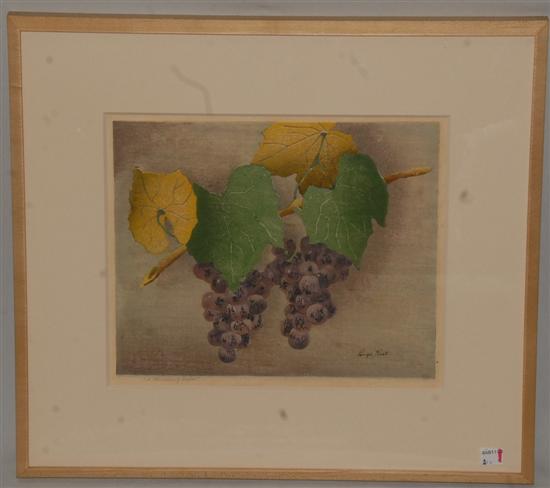 Appraisal: LUIGI RIST - Color woodcut Two Bunches of Grapes Signed