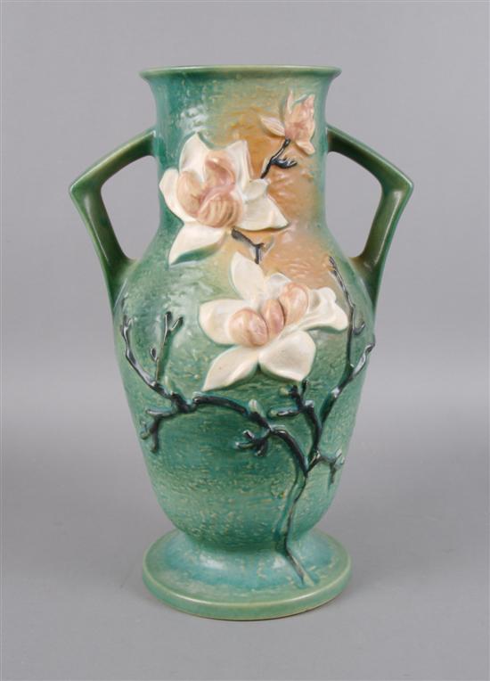 Appraisal: A Roseville Pottery Two Handled Vase Height inches