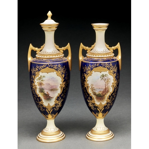 Appraisal: A pair of Coalport vases and cover c - of