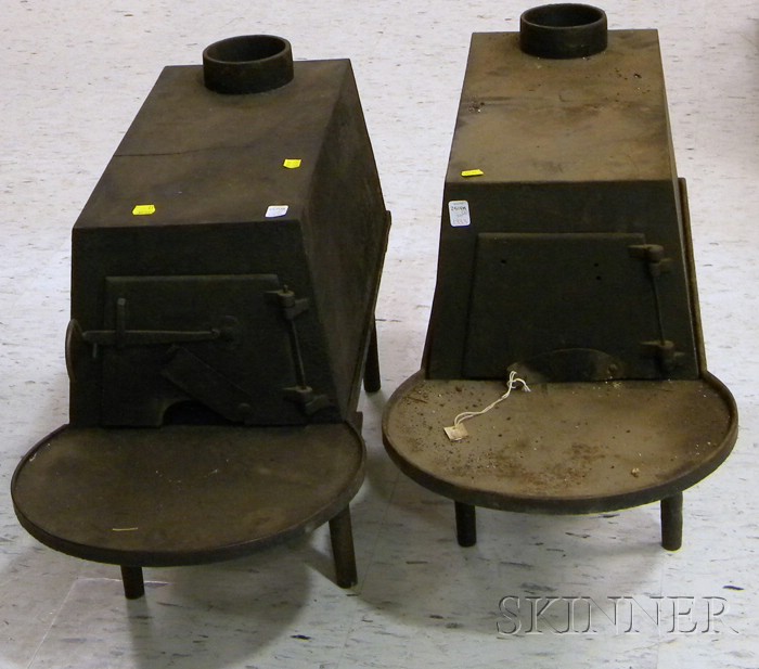 Appraisal: Near Pair of Shaker Cast Iron Box Wood Stoves one