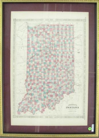 Appraisal: Antique state of Indiana Map published by A J Johnson