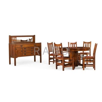 Appraisal: STICKLEY BROTHERS Seven-piece dining set Grand Rapids MI ca one