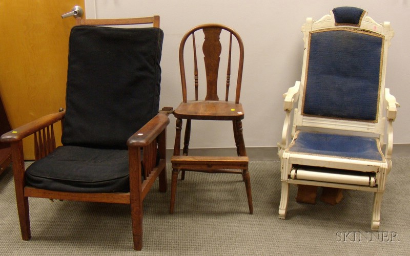 Appraisal: Late Victorian Oak Spindle-sided Adjustable Back Morris Chair with Cushions