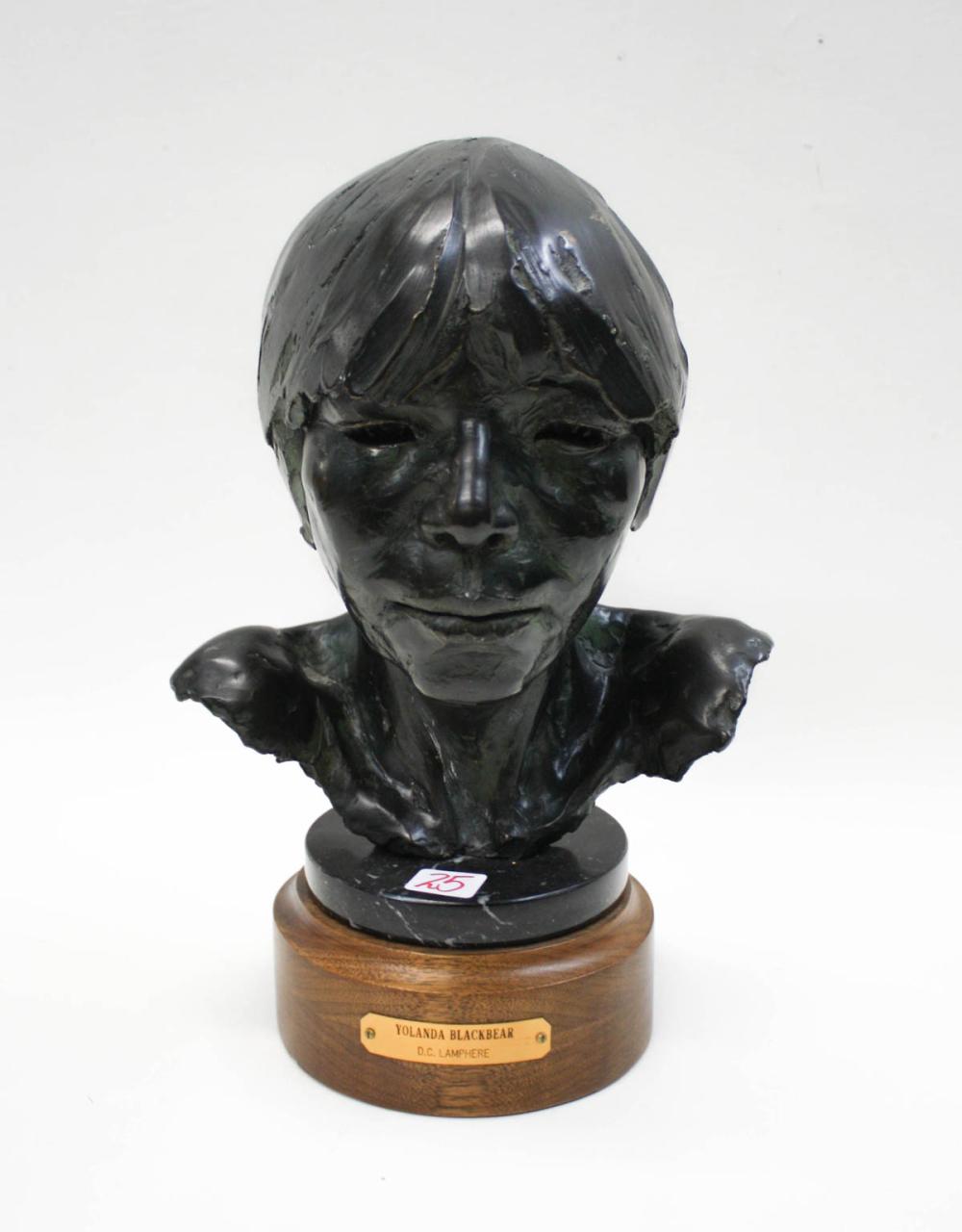 Appraisal: DALE CLAUDE LAMPHERE b bronze bust Yolanda Blackbear signed on