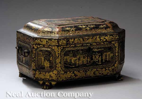 Appraisal: A Chinese Export Lacquer Tea Caddy early th c of