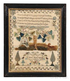 Appraisal: Needlework Sampler Ann Dobinson England dated worked in silk threads