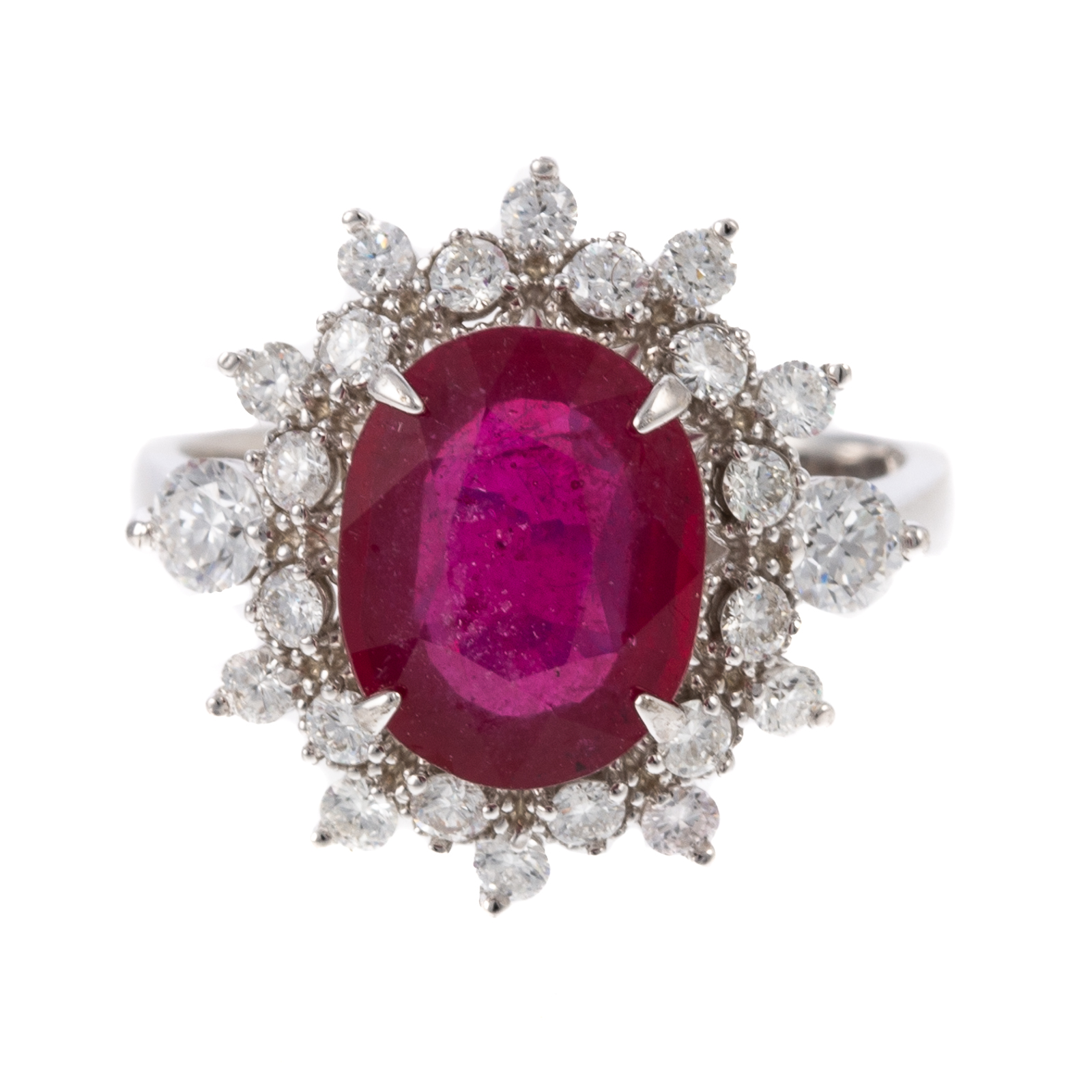 Appraisal: A K WHITE GOLD RUBY DIAMOND COCKTAIL RING K white