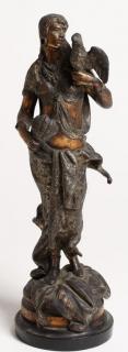 Appraisal: Metal Sculpture Of A Belly Dancer With Bird Depicting a