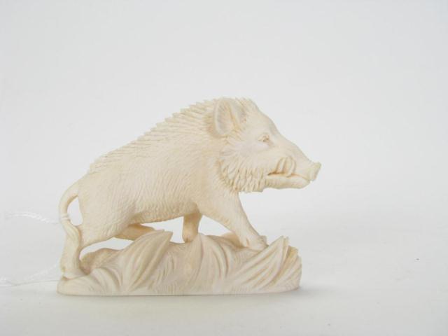 Appraisal: German Carved Ivory Razorback Hog approximately '' high