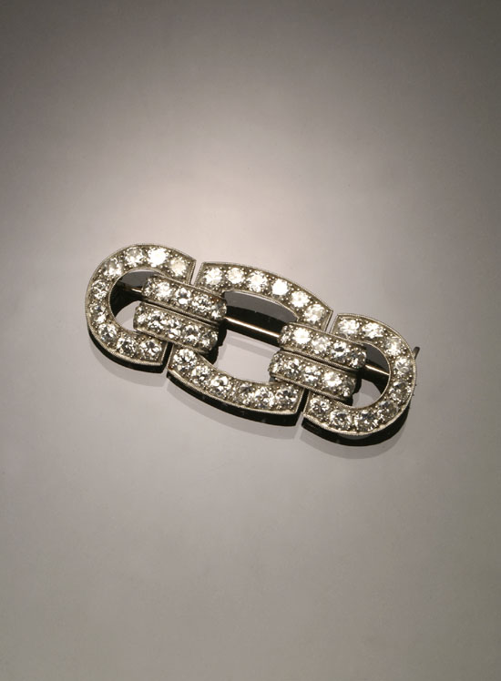 Appraisal: Art Deco Platinum and Diamond Brooch Circa Set with forty-eight