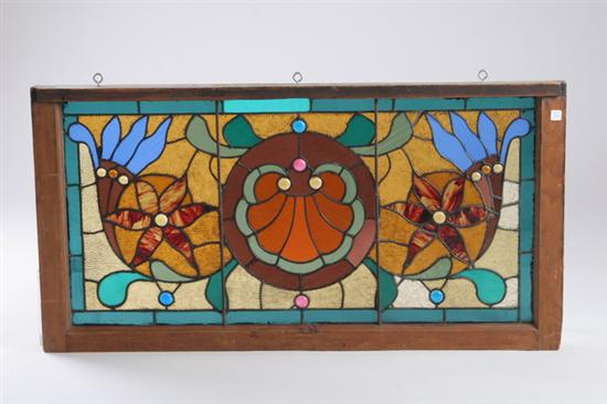 Appraisal: AMERICAN STAINED GLASS WINDOW early th century Horizontal panel of