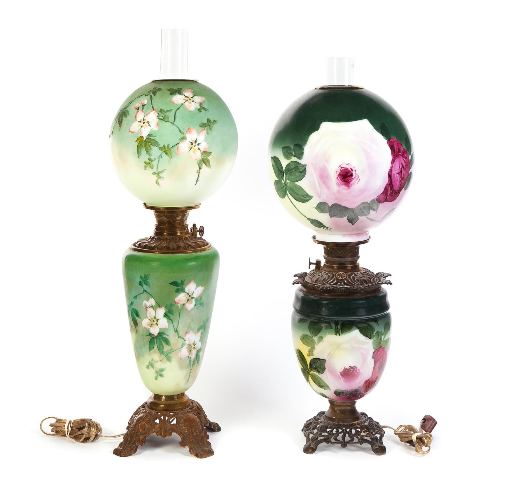 Appraisal: TWO HAND PAINTED GONE WITH THE WIND LAMPS American nd