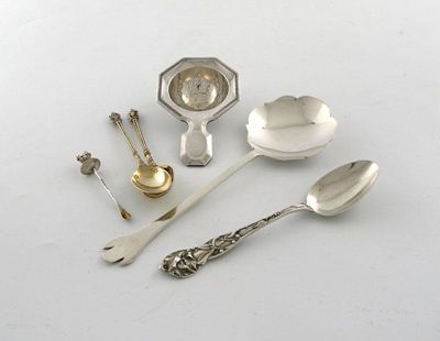 Appraisal: A mixed lot of silver flatware comprising a pair of