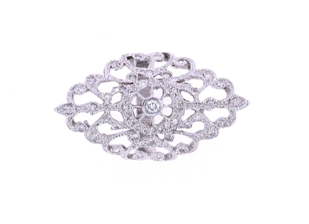 Appraisal: Filigree Brilliant Diamond k White Gold Ring Featured in this