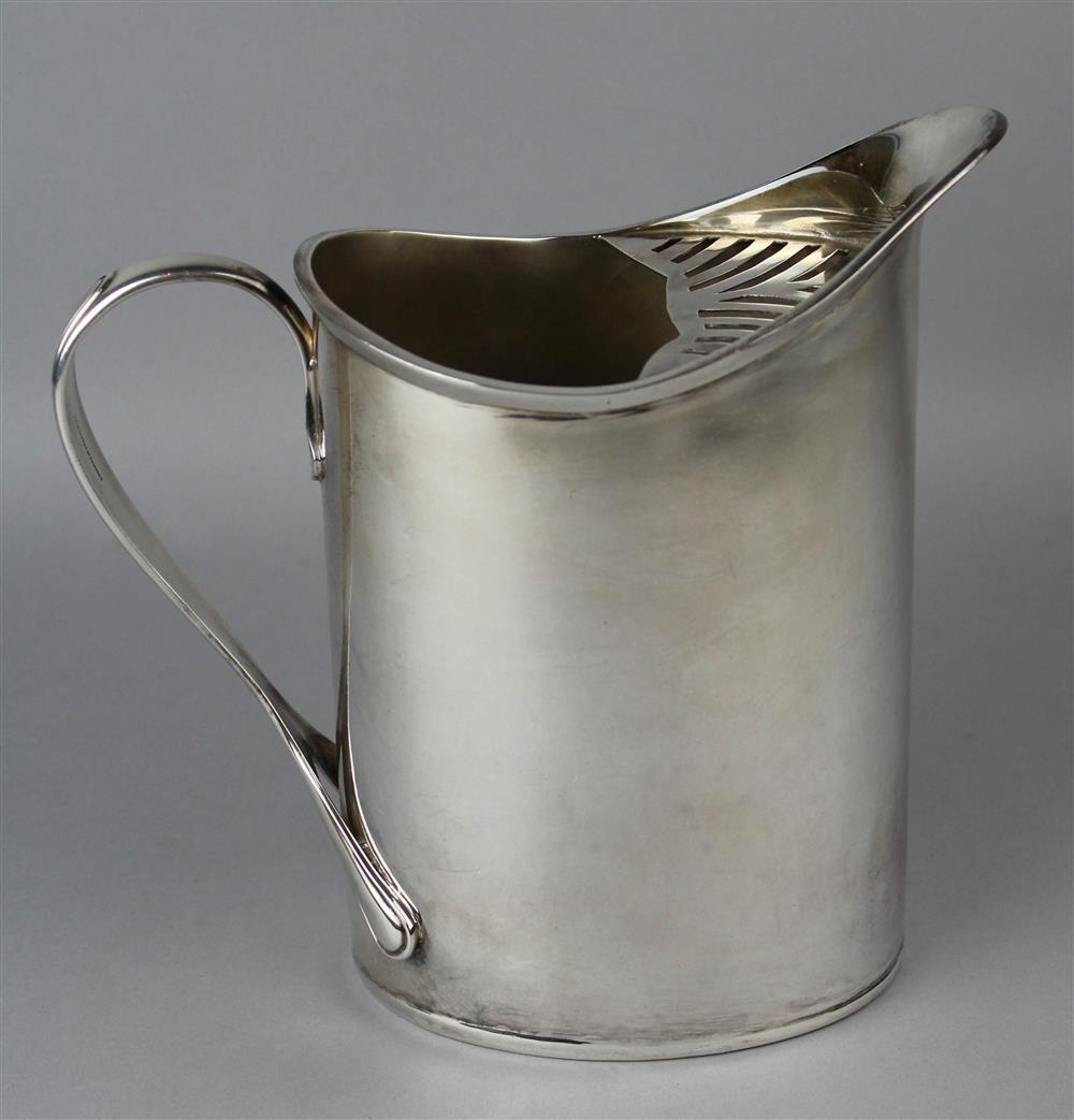 Appraisal: A PERUVIAN SILVER PITCHER makers mark for Camusso oval with