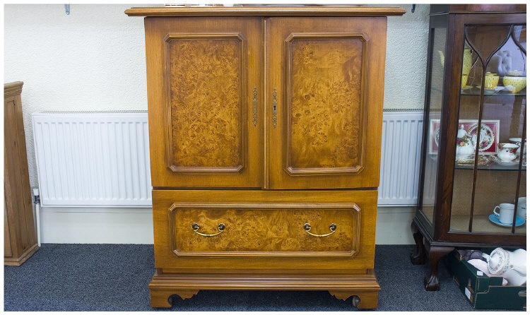 Appraisal: Large TV Cabinet Walnut Veneered Front