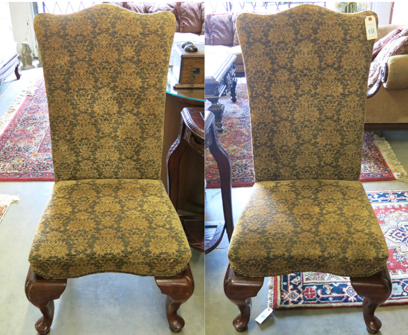 Appraisal: A PAIR OF QUEEN ANNE STYLE HALL CHAIRS with matching