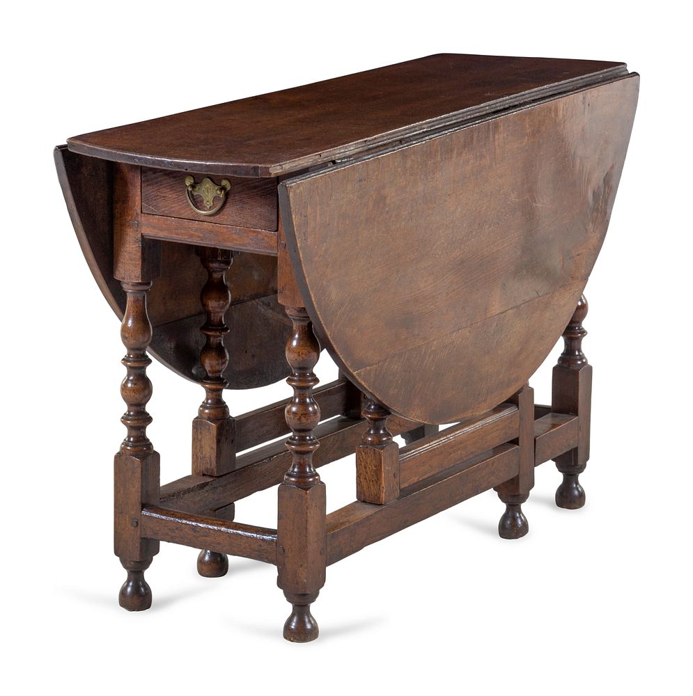 Appraisal: A William and Mary Carved and Turned Oak Gate-Leg Table