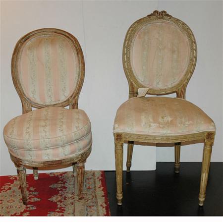 Appraisal: Two Louis XVI Style Painted Chaises Estimate -