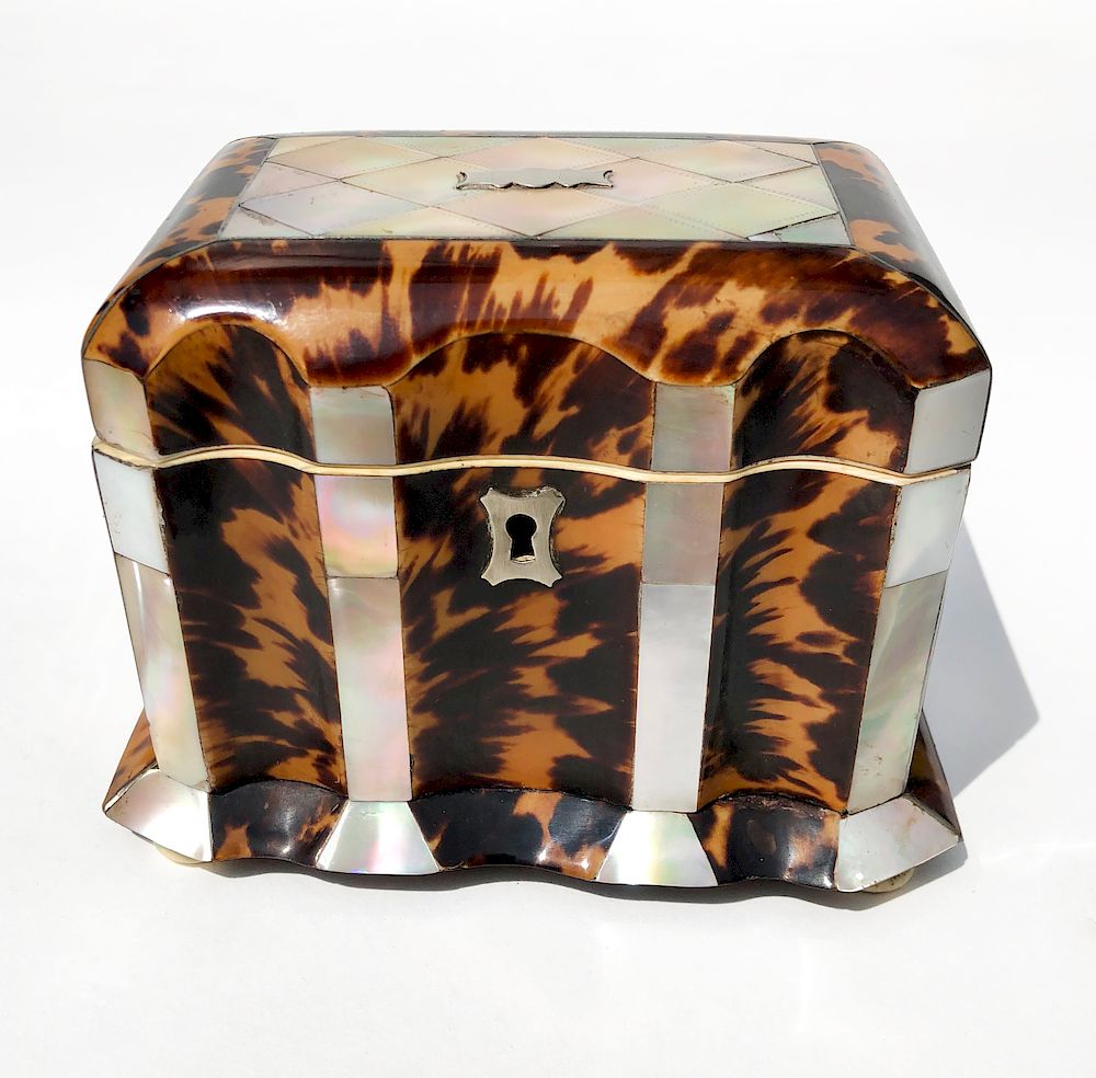 Appraisal: Fine English Regency Tortoiseshell and Mother of Pearl Single Compartment