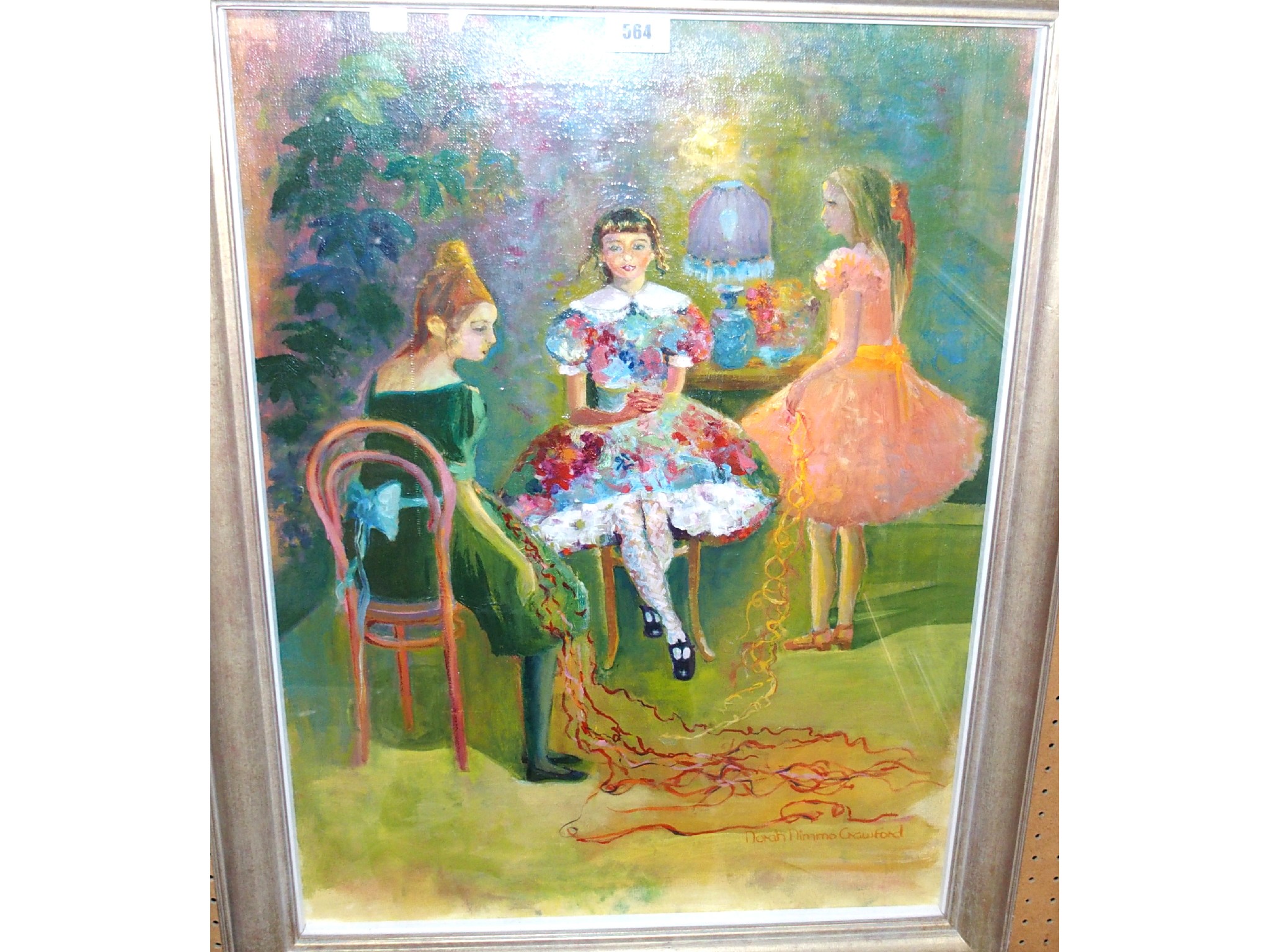 Appraisal: NORAH NIMMO CRAWFORD Girls in party dress signed oil on