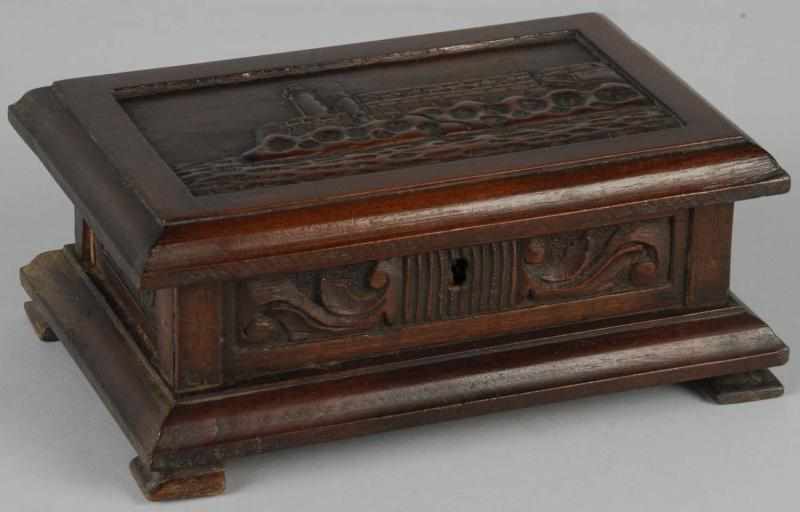 Appraisal: Carved Morro Castle Humidor Description Cuban s Beautiful carving Condition