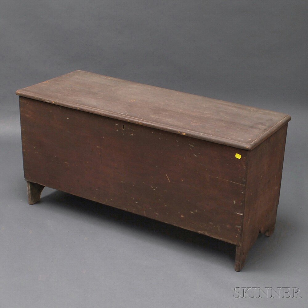 Appraisal: Brown-painted Six-board Blanket Chest New England th century with thumbmolded