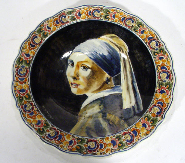 Appraisal: Delft Pottery charger hand painted of a female portrait signed