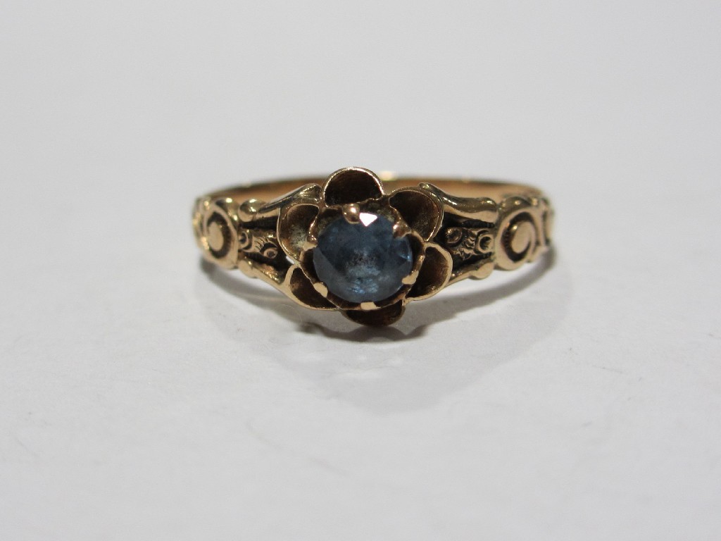 Appraisal: Nine carat gold blue topaz single stone ring