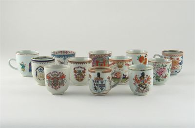 Appraisal: Twelve Chinese coffee cups five decorated with armorials one after